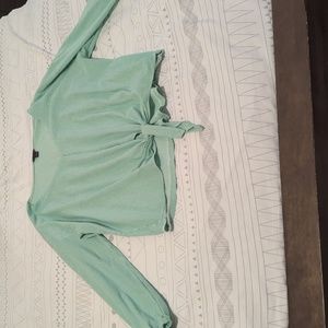 Striped green shirt with tie